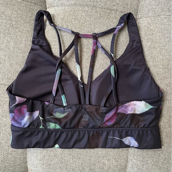 ALL IN MOTION Navy Floral Print Light Support Strappy Sports Bra Sz M - Picture 2 of 3